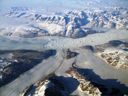 Fig. 2. Rapid recession and iceberg generation has been a characteristic feature of many Greenland glaciers in recent decades, as depicted here by Kangerdlussuak Glacier in East Greenland (Pic: Mike Hambrey).